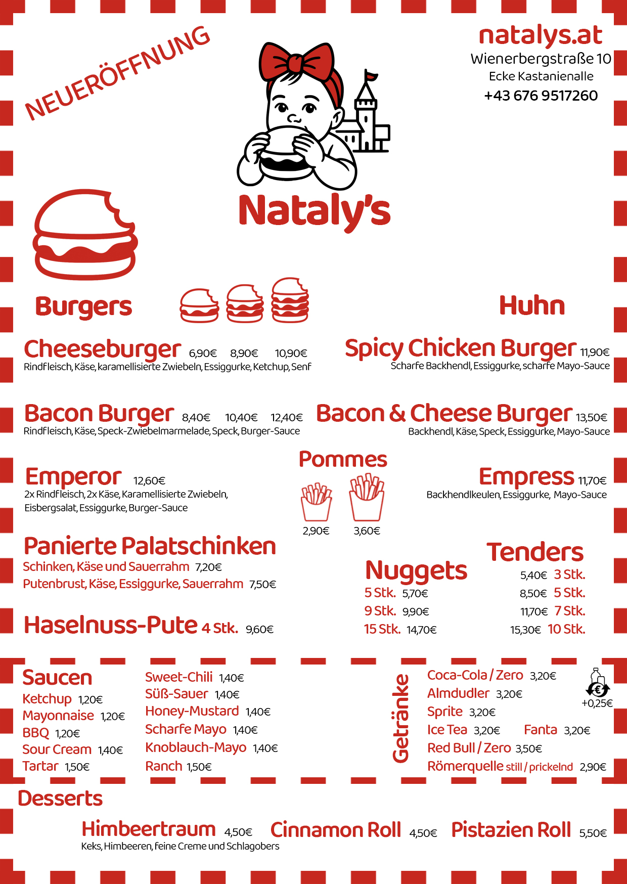 Nataly's Speisekarte
